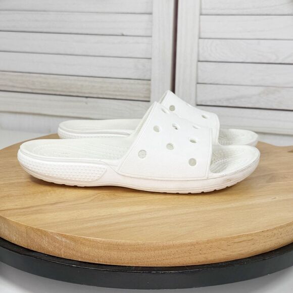 Crocs Classic Perforated Slide Sandals White 5 Mens 7‎ Womens - Picture 9 of 9